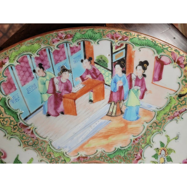 Ceramic Antique Early 19th Century Chinese Rose Medallion Charger For Sale - Image 7 of 11