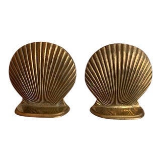 Vintage Brass Shell Bookends - A Pair For Sale