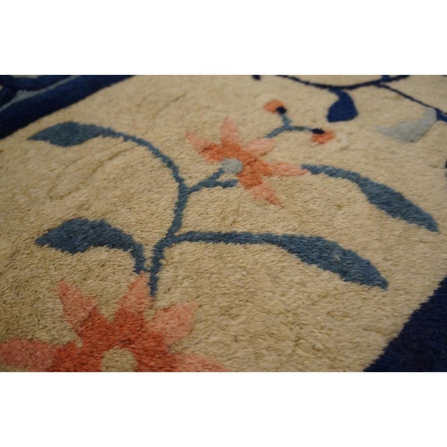 Textile 1890s Tan Beige Medallion Birds Antique Chinese Peking Rug 15'3'' X 17'4'' Knotted Wool Carpet For Sale - Image 7 of 8