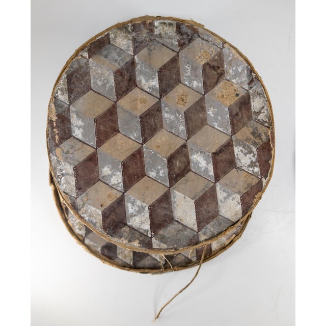 19th Century American Folk Op Art Wallpaper Bandbox in Top Hat Form For Sale - Image 9 of 13