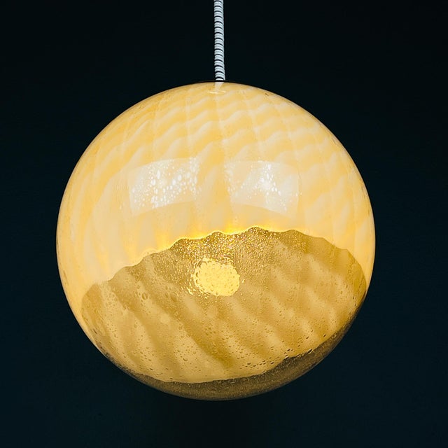 Vintage Large Murano Ball Pendant Lamp from Veart, Italy, 1970s For Sale - Image 11 of 13