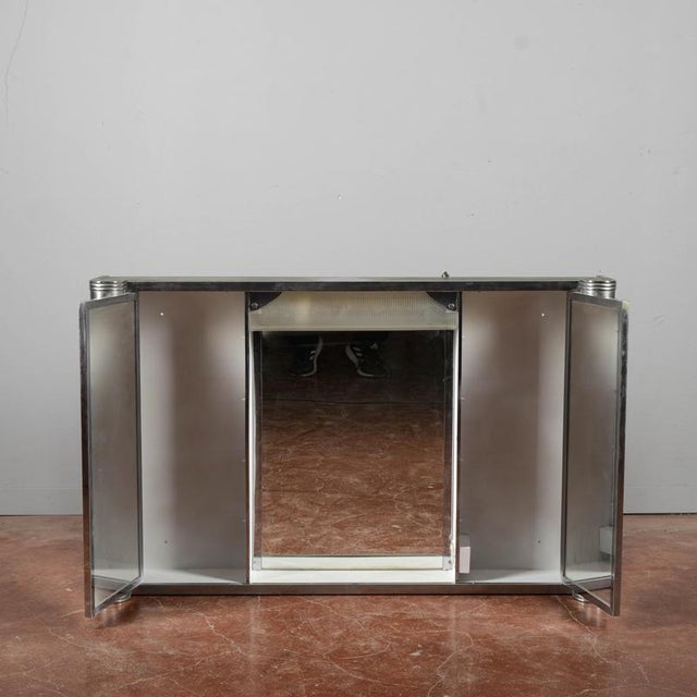 Vintage Steel and Glass Bathroom Mirror, Italy, 1930s For Sale - Image 3 of 9