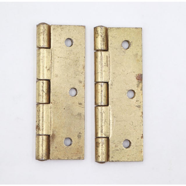 Mid 20th Century Pair of Vintage 1.875 X 3 In. Brass Plated Steel Cabinet Door Hinges For Sale - Image 5 of 5