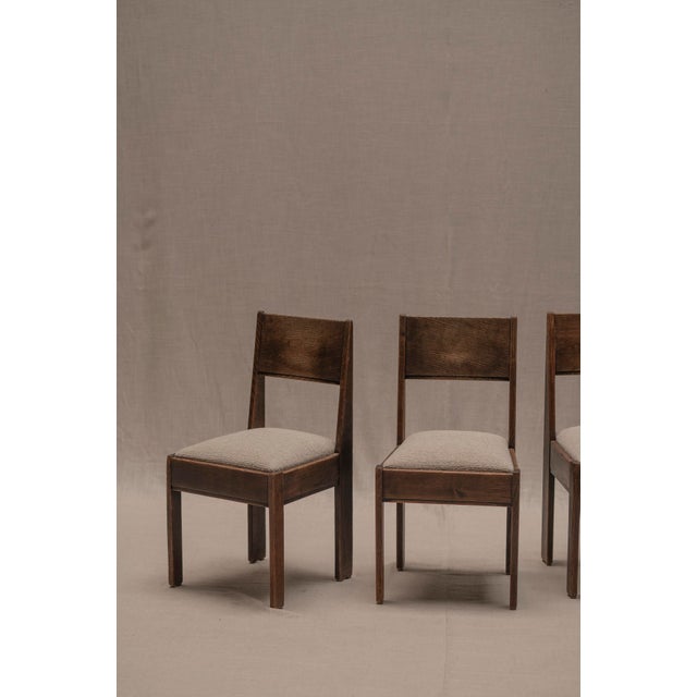 Early set of four avant garde minimalist dining chairs. Often referred to as ‘Haagse school’. Dutch design from the first...