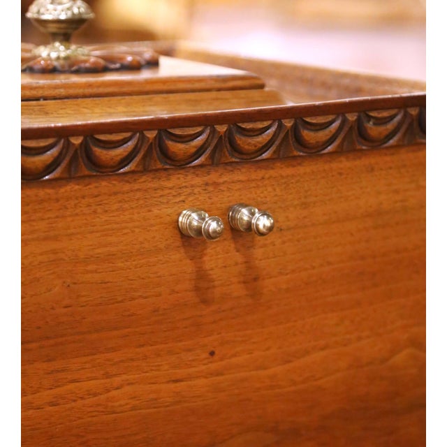 19th Century French Walnut Coal Scuttle With Brass Mounts and Zinc Liner For Sale - Image 10 of 16