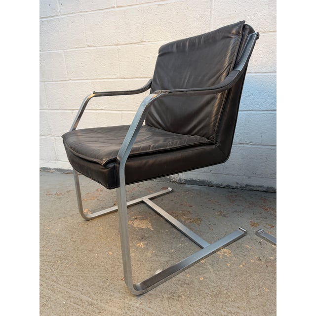 Mid 20th Century Leather and Chrome Armchairs Attributed to Rudolf Glatzel for Walter Knoll For Sale - Image 11 of 18