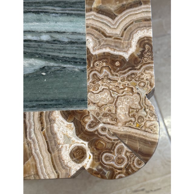 Marble and Onyx Coffee Table. Cast Iron Frame For Sale - Image 10 of 15