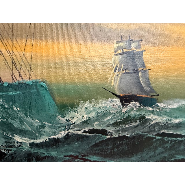 Early 21st Century Preston Willis - Original Marine Oil Painting Tall Ship Nautical Seascape For Sale - Image 5 of 14