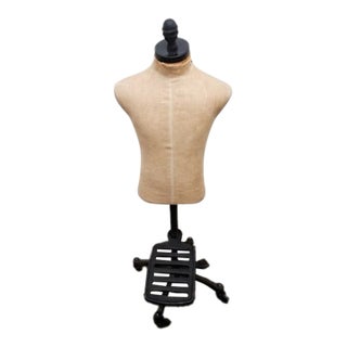 Mid 20th Century Industrial Tailor's Dress Form Mannequin on Cast Iron Spring Base For Sale