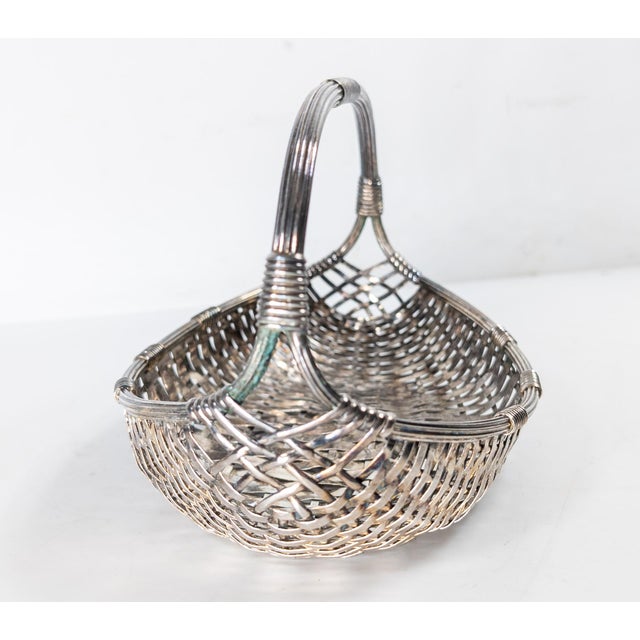 WMF Württembergische Metallwarenfabrik Mid-Century Modern Silverplate Woven Basket by WMF For Sale - Image 4 of 10