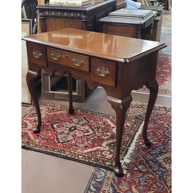1960s Queen Anne Vintage Lowboy Table Signed For Sale - Image 5 of 14