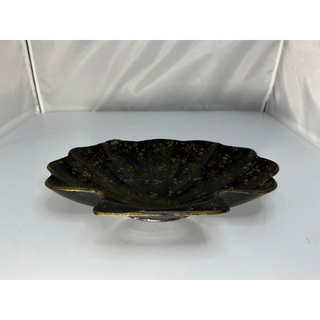 Antique Papier Mache Lacquered Clamshell-Shaped Silent Butler Crumber for your consideration. The tray measures approx. 12...