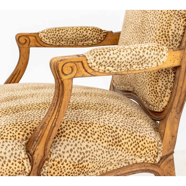 Brown Louis XV Style Leopard Print Upholstered Fauteuil For Sale - Image 8 of 9
