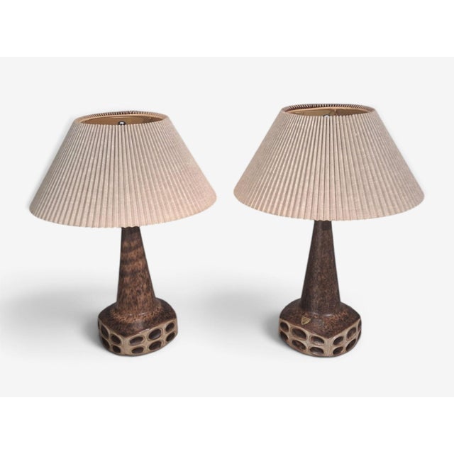 Mid-Century Modern Marianne Starck, Large Table Lamps, Brown Stoneware, Denmark, 1960s For Sale - Image 3 of 15