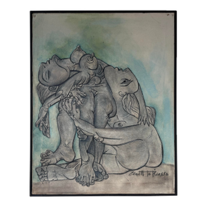 1974 Vintage “Copy of Picasso” Surrealist Abstract Painting by St. Croix
