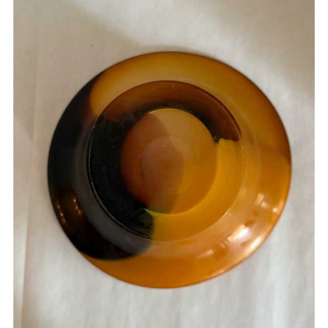 Mid-Century Modern Orange and Amber Swirl Glass Bowl For Sale - Image 3 of 4