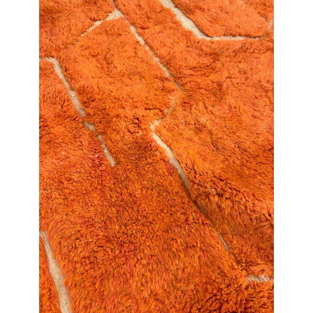 Orange Large Moroccan Beni Ouarain Rug in Wool, 2010s For Sale - Image 8 of 12