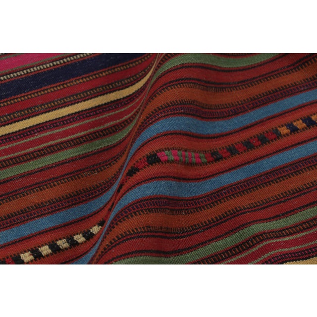 Textile Vintage Persian Kilim, Rich and Vibrant Polychromatic Stripes - Rug & Kilim For Sale - Image 7 of 8