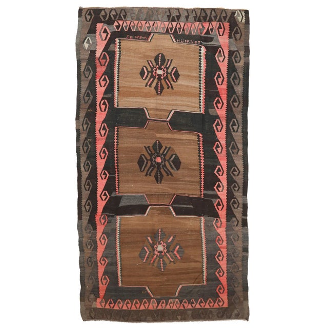Textile Mid 20th Century Vintage Decorative Large Kilim Rug For Sale - Image 7 of 7