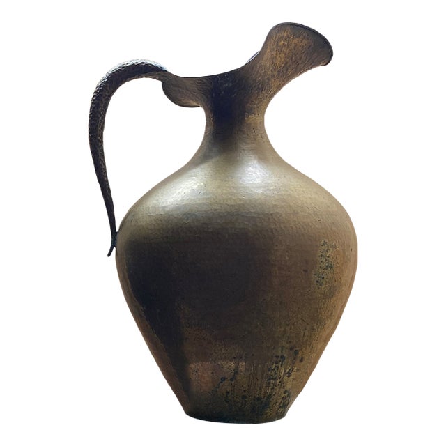 Early 20th Century Large Scale Egidio Casagrande Brass Pitcher For Sale