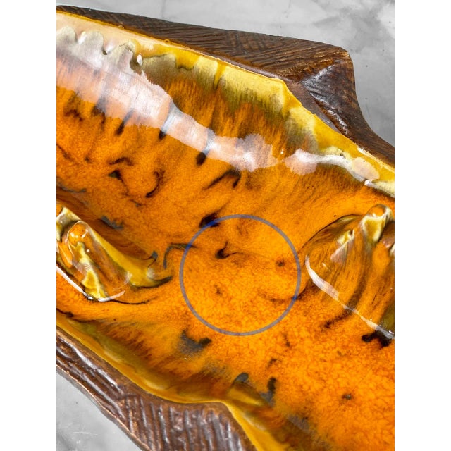 Ceramic Mid-Century California Pottery Orange Drip Glazed Centerpiece Cigar Ashtray For Sale - Image 7 of 9