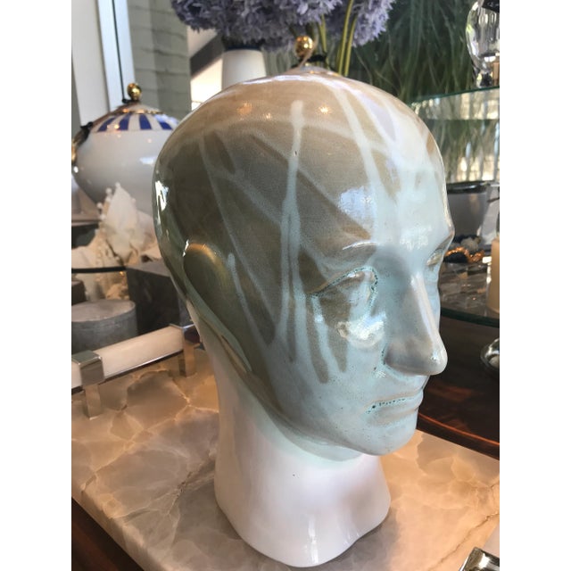 Vintage Drip Glaze Ceramic Head Figure For Sale - Image 4 of 8