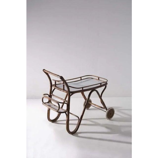 Vintage Italian in Bamboo and Formica Bar Cart, 1950s For Sale - Image 12 of 12