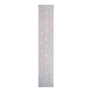 4x19 Ariana Transitional Tabriz Wool Runner | Purple & Ivory For Sale