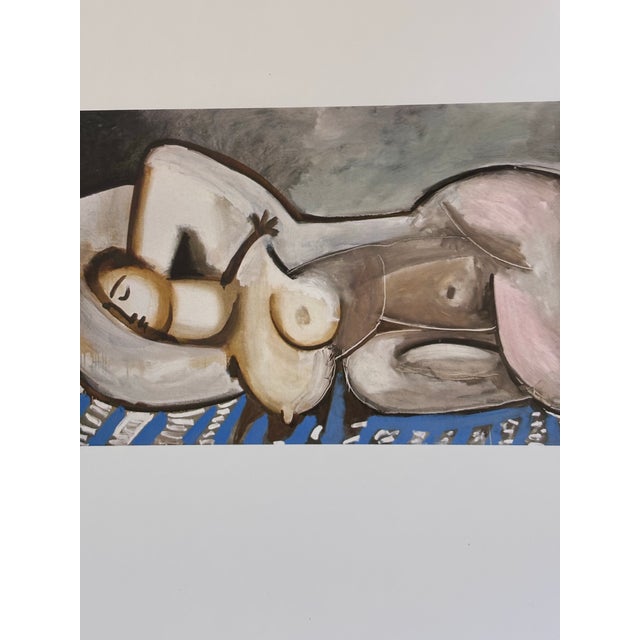 Paper After Pablo Picasso Reclining Nude on Blue Carpet. Abstract. Lithograph (Offset). For Sale - Image 7 of 10