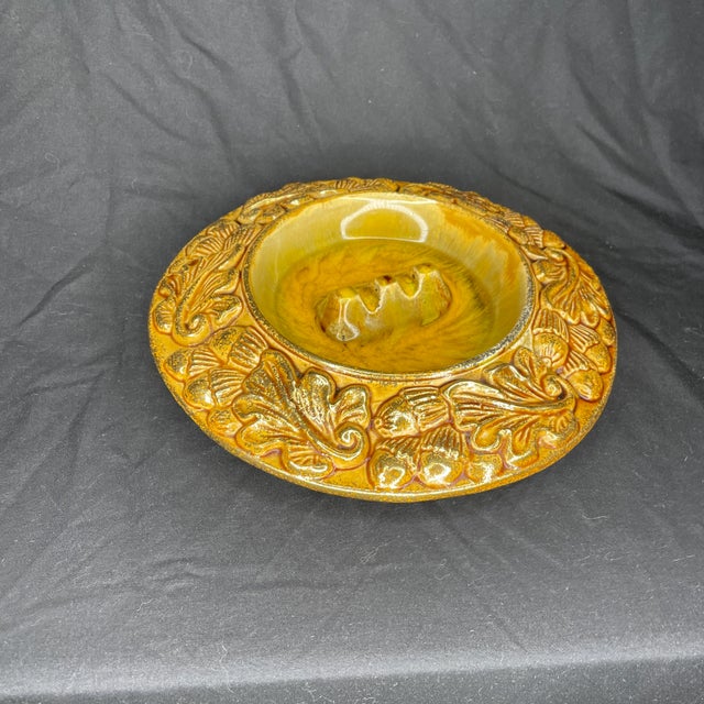 Mid Century Gold Acorn California Original Ceramic Ashtray For Sale - Image 11 of 11