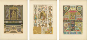 Racinet, Renaissance Decorative Panel, 1873, Chromolithographs, Set of 3