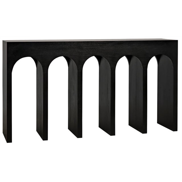 Mid-Century Modern Bridge Console, Hand Rubbed Black For Sale - Image 3 of 7