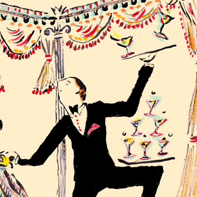 Dog on the Martini Cart Original Contemporary Figurative Print by Pauline De Roussy De Sales For Sale - Image 4 of 6