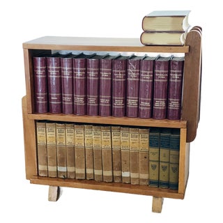 Antique Small Library Selection in Art Deco Bookcase For Sale
