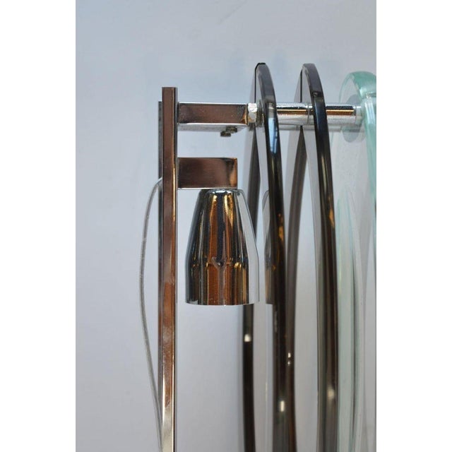 Pair of 1960's Fontana Arte Chrome and Tri-Level Glass Sconces For Sale In Los Angeles - Image 6 of 7