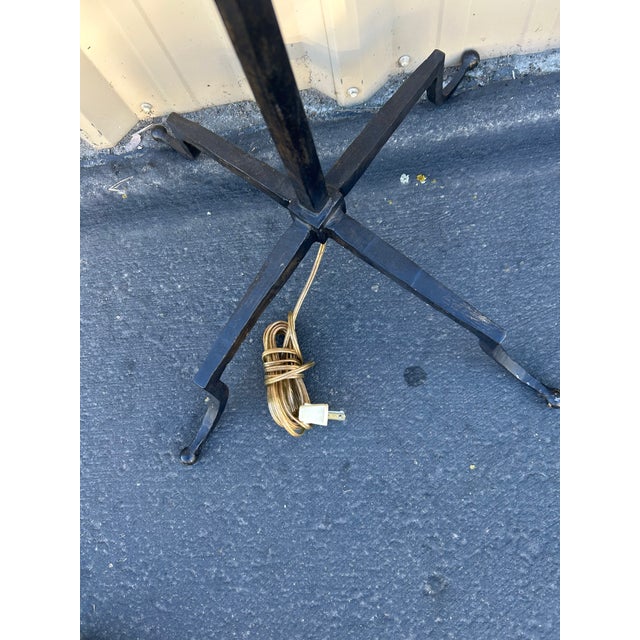 1970s Mid-Century Style Bronze-Over-Gilt Iron Floor Lamp — Sculptural X-Base, Dual Pull Chains For Sale - Image 5 of 5