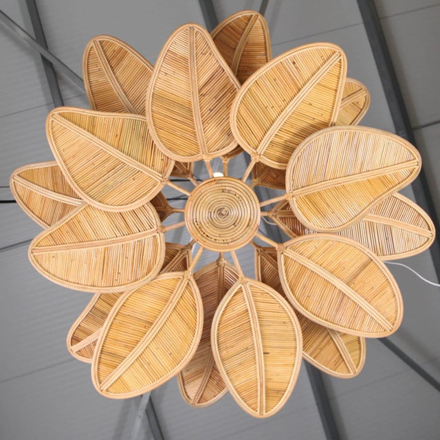 Vintage Rattan Leaf Chandelier For Sale - Image 12 of 12