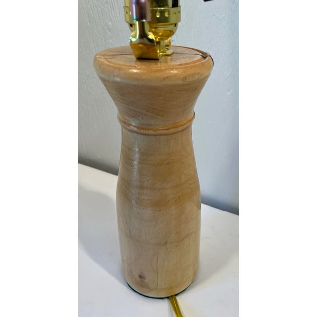 Vintage Hand Turned Maple Wood Base Lamp For Sale In Dallas - Image 6 of 10