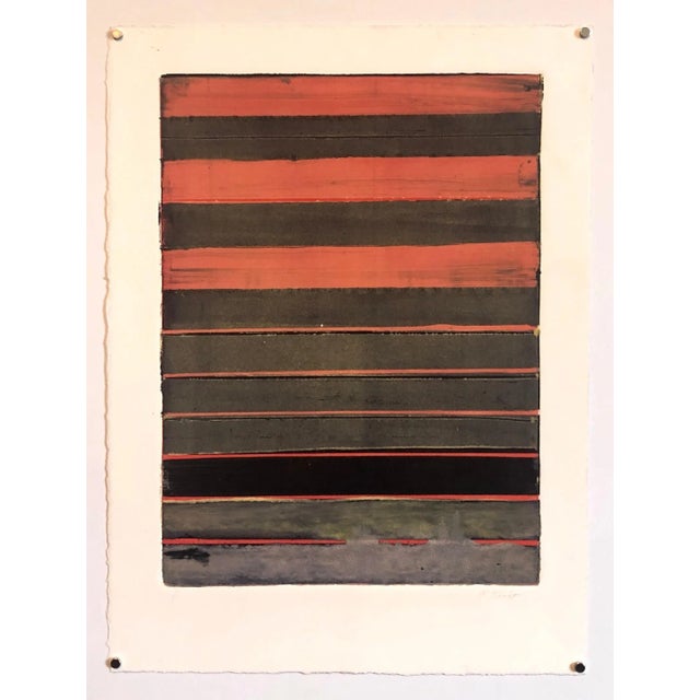 Pierre ObandoAbstract Expressionist Modernist Coral Grey Monoprint Monotype Painting Print, 1997 For Sale In Miami - Image 6 of 6