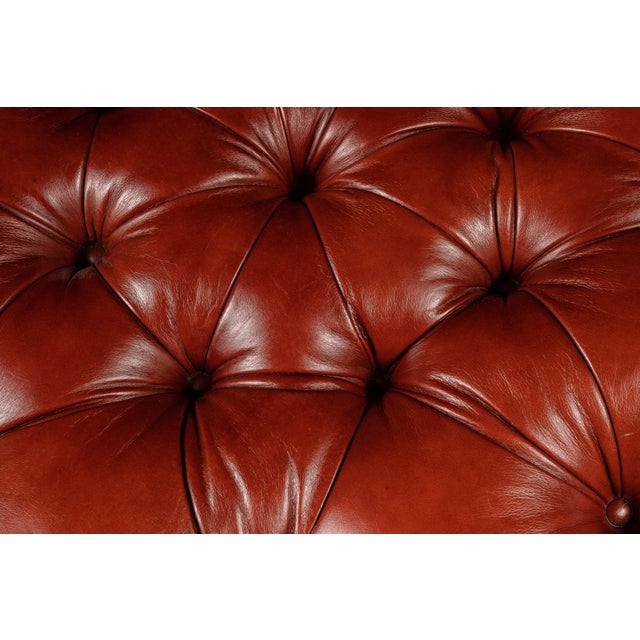 1950s Vintage Red Tufted Ottoman For Sale - Image 4 of 9