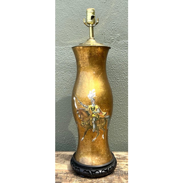 Vintage Italian Eglomise Knight Lamp For Sale - Image 11 of 12