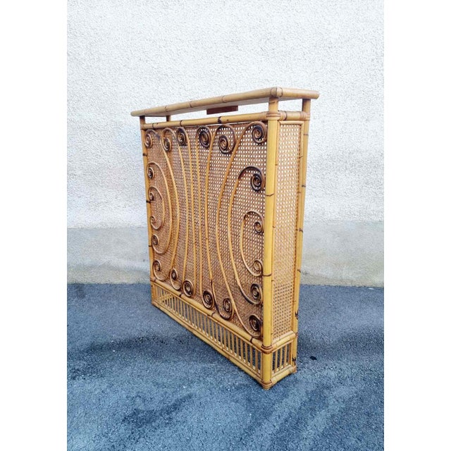 Franco Albini Large Italian Modern Bamboo and Rattan Radiator Cover by Franco Albini, 1960s For Sale - Image 4 of 17