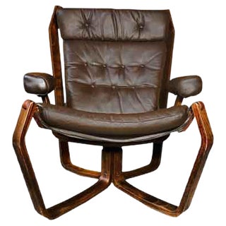 Vintage Scandinavian Viking Chair in Coco Leather, 1970s For Sale