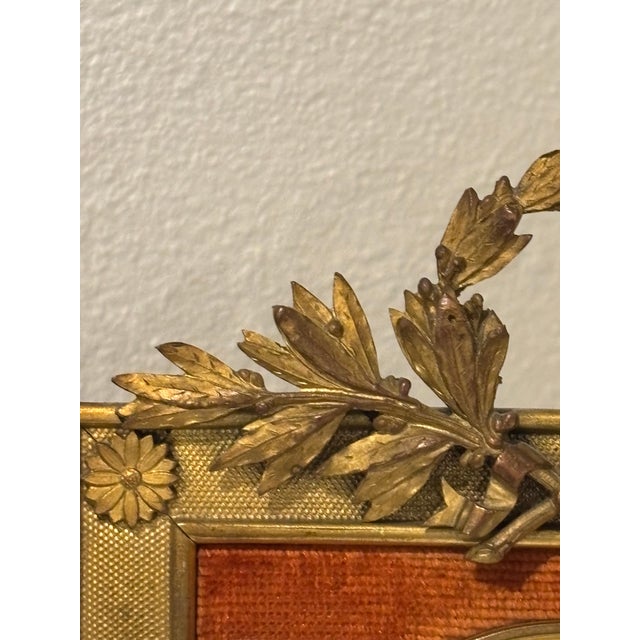 Brass Antique Napoleon Miniature Portrait in Empire Style Ormolu Frame, Signed For Sale - Image 8 of 18