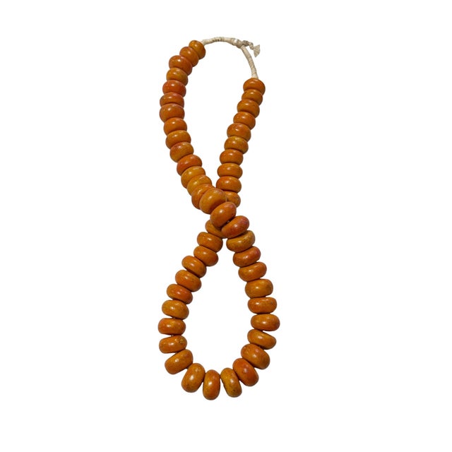 1980s Vintage African Necklace /Currency 50 Amber Trade Beads Nigeria For Sale - Image 5 of 6