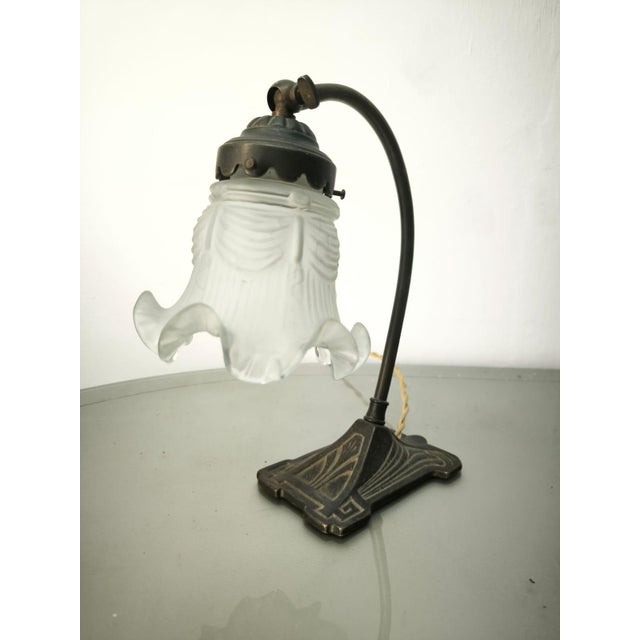 1960s Table Lamp with Satin-Finished Decorated Glass, 1960s For Sale - Image 5 of 7