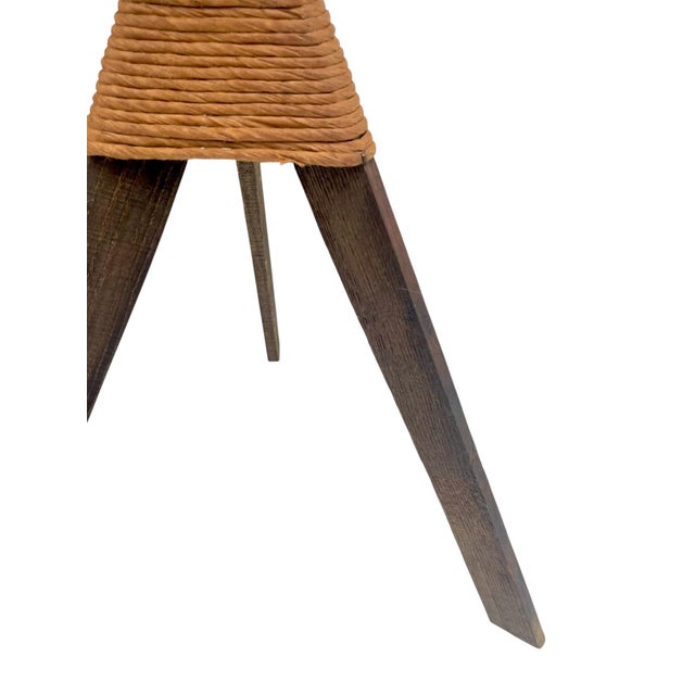 Brown Pair Mid-Century Woven Basket Planters on Tripod Stands For Sale - Image 8 of 14