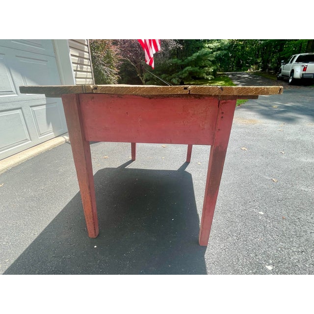 Tan 19th Century Primitive Red Painted Tavern Table With Drawer For Sale - Image 8 of 12