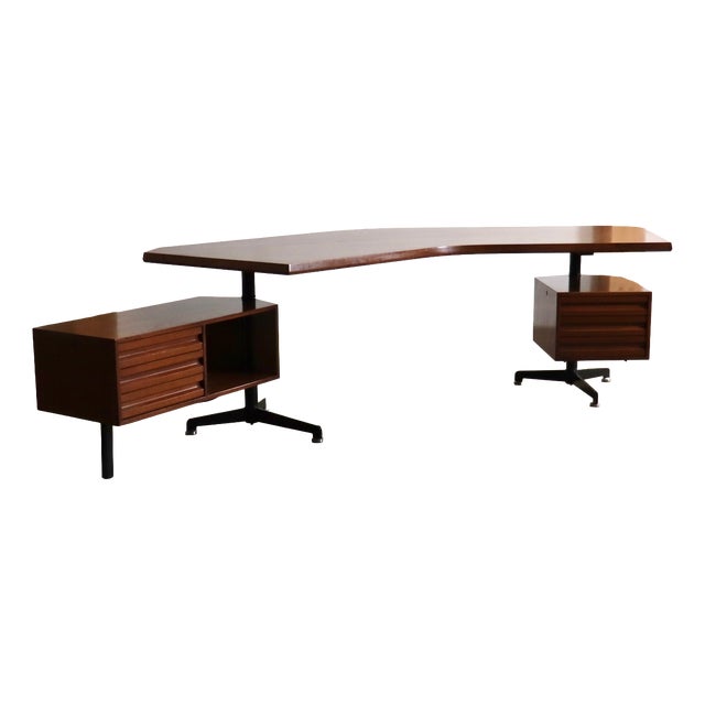 T96 Boomerang Desk by Osvaldo Borsani for Tecno, Italy, 1956 For Sale