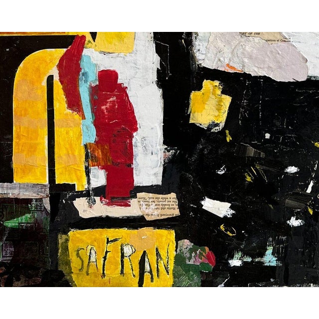 2020s Christiane Corcelle "Safran" Mixed Media on Canvas, Abstract Landscape in Saffron Yellow and Black, 2024 For Sale - Image 5 of 10